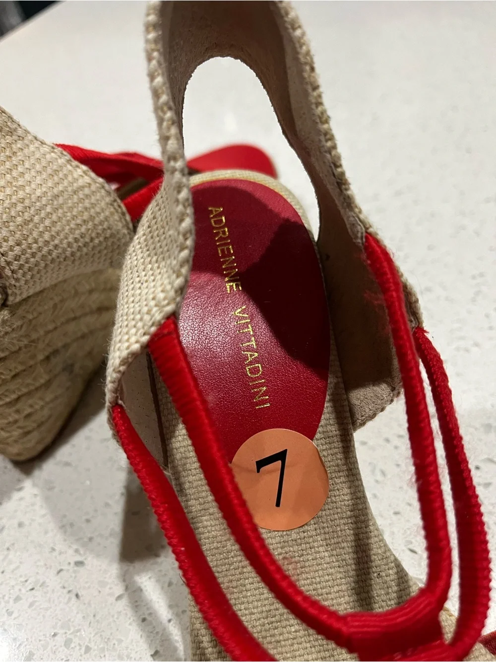 Adrienne Vittadini NWOB Women's Red Strappy Wedge Summer Sandals Size 7 M
